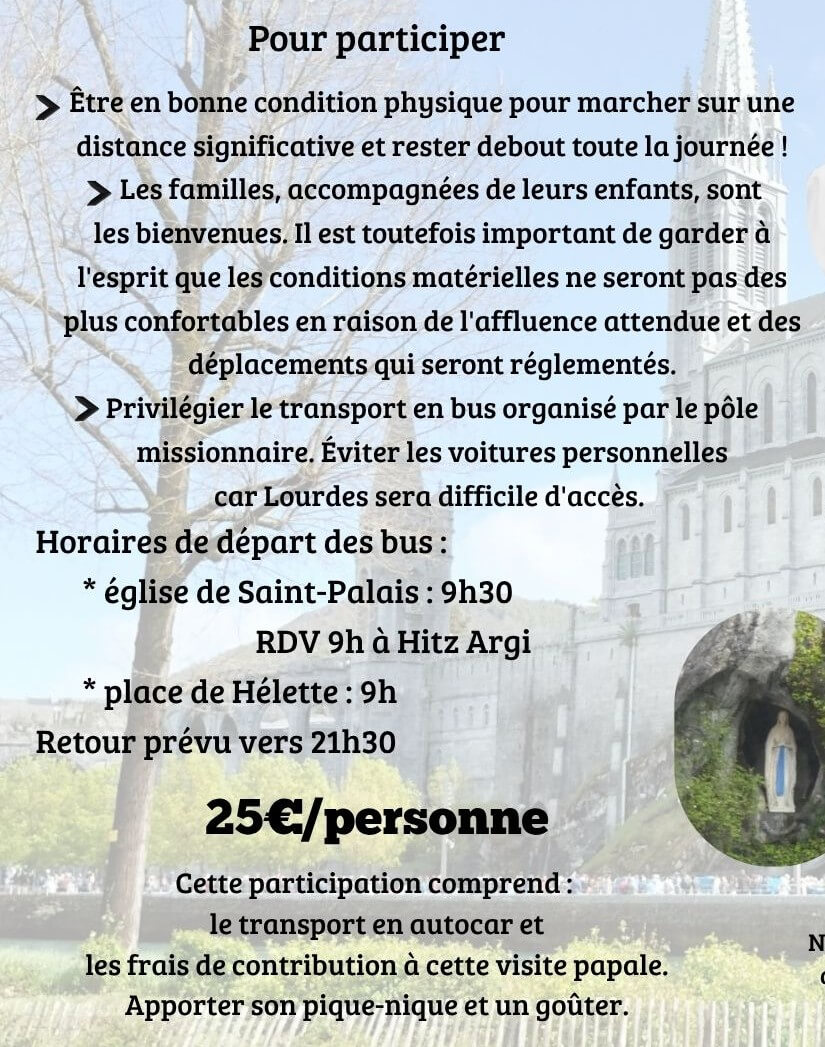 Visite du Pape Léon XIV le 27 septembre 2026 à LOURDES