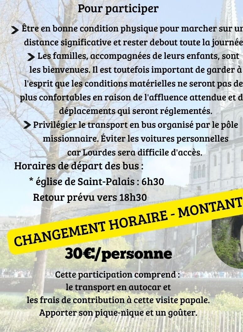 Visite du Pape Léon XIV le 27 septembre 2026 à LOURDES